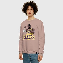 Свитшот хлопковый мужской LeBron - Lakers, цвет: пыльно-розовый — фото 2