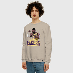 Свитшот хлопковый мужской LeBron - Lakers, цвет: миндальный — фото 2