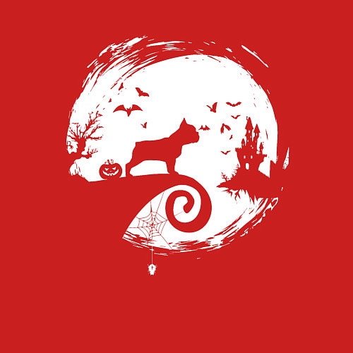 Мужской свитшот Полнолуние Французский бульдог / Красный – фото 3