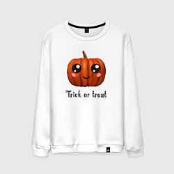 Свитшот хлопковый мужской Halloween pumpkin, цвет: белый