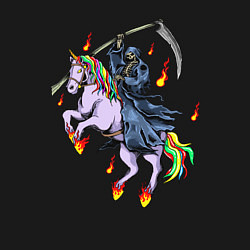 Свитшот хлопковый мужской Смерть на единороге, цвет: черный — фото 2