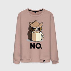 Свитшот хлопковый мужской Сова с кофе, цвет: пыльно-розовый