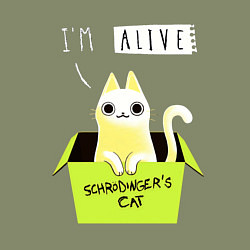 Свитшот хлопковый мужской Кот спереди жив, а сзади, цвет: авокадо — фото 2