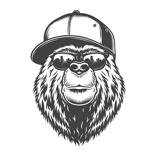 Мужской свитшот Медведь / Белый – фото 3