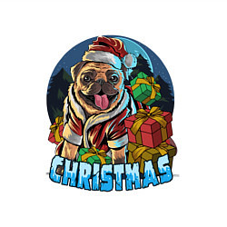 Свитшот хлопковый мужской Рождественский мопс, цвет: белый — фото 2