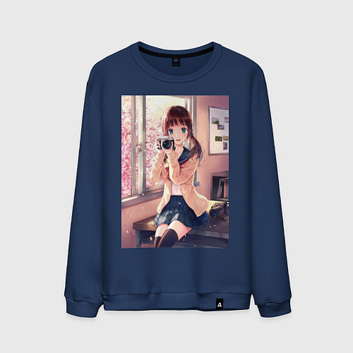 Мужской свитшот Фотограф-тян / Тёмно-синий – фото 1