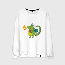 Свитшот хлопковый мужской Поцелуй дракона, цвет: белый