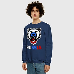 Свитшот хлопковый мужской Русский медведь, цвет: тёмно-синий — фото 2