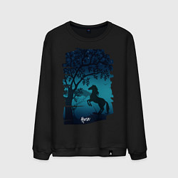 Свитшот хлопковый мужской Конь, цвет: черный