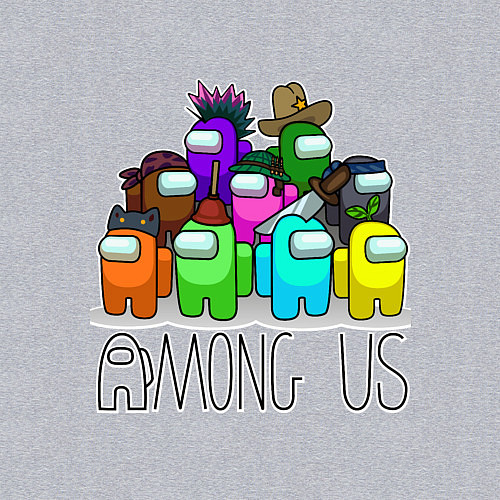 Мужской свитшот AMONG US - большая компания! / Меланж – фото 3