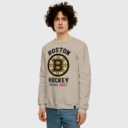 Свитшот хлопковый мужской BOSTON BRUINS NHL, цвет: миндальный — фото 2