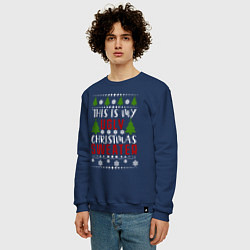 Свитшот хлопковый мужской My ugly christmas sweater, цвет: тёмно-синий — фото 2