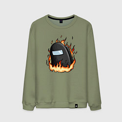 Свитшот хлопковый мужской Among Us fire, цвет: авокадо