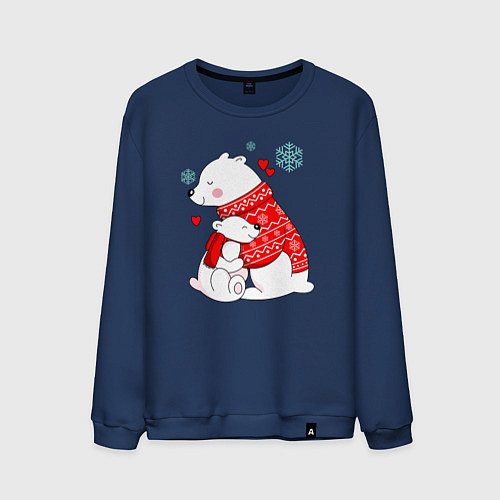 Мужской свитшот Медведица с медвежонеком / Тёмно-синий – фото 1