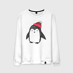Свитшот хлопковый мужской Милый пингвин, цвет: белый