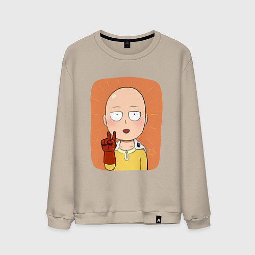 Мужской свитшот Сайтама One Punch Man / Миндальный – фото 1