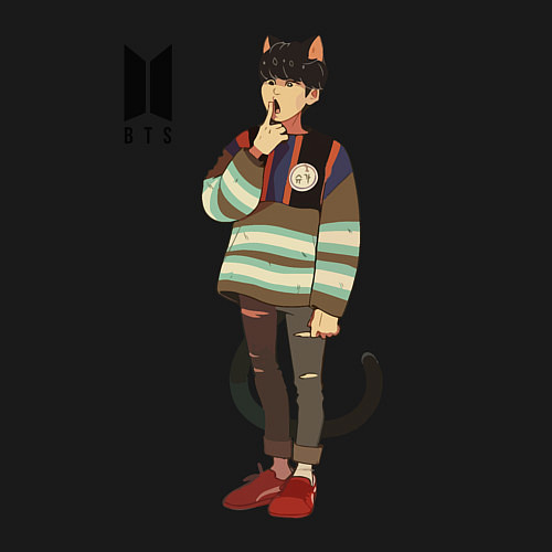 Мужской свитшот BTS Cat / Черный – фото 3