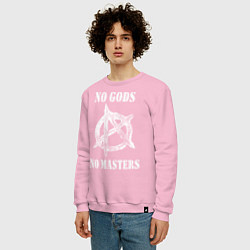 Свитшот хлопковый мужской NO GODS NO MASTERS, цвет: светло-розовый — фото 2