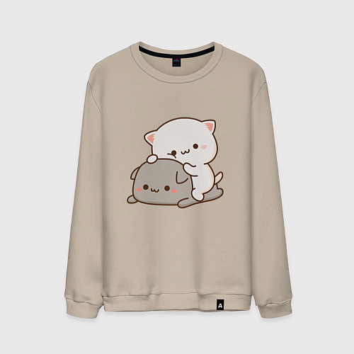 Мужской свитшот Милые котики / Миндальный – фото 1