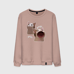 Свитшот хлопковый мужской Cat Pop - Мем, цвет: пыльно-розовый