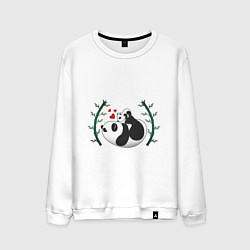 Свитшот хлопковый мужской Мама панда с малышом, цвет: белый