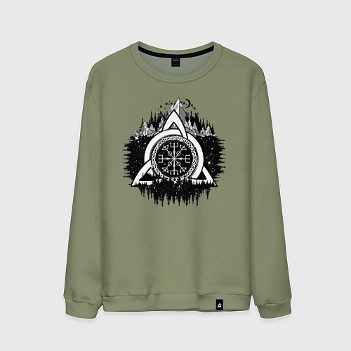 Мужской свитшот Вегвизир Рунический Компас / Авокадо – фото 1