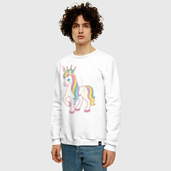 Свитшот хлопковый мужской Единорог корона лошадка, цвет: белый — фото 2