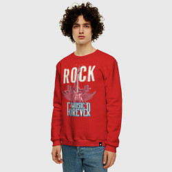 Свитшот хлопковый мужской Rock music forever, цвет: красный — фото 2
