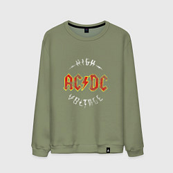 Свитшот хлопковый мужской AC DC HIGH VOLTAGE, цвет: авокадо