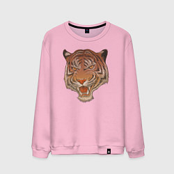 Свитшот хлопковый мужской Голова тигра, цвет: светло-розовый