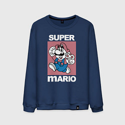 Свитшот хлопковый мужской Супер Марио с грибочком, цвет: тёмно-синий