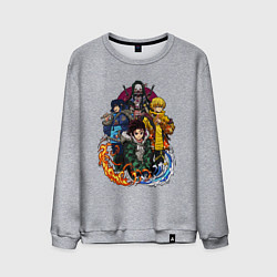 Свитшот хлопковый мужской КЛИНОК, РАССЕКАЮЩИЙ ДЕМОНОВ, цвет: меланж