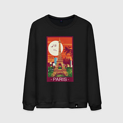 Свитшот хлопковый мужской Париж, цвет: черный