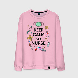 Свитшот хлопковый мужской Keep Calm Медсестра, цвет: светло-розовый