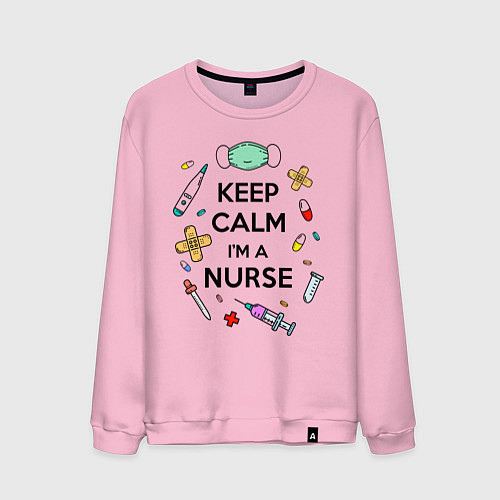 Мужской свитшот Keep Calm Медсестра / Светло-розовый – фото 1