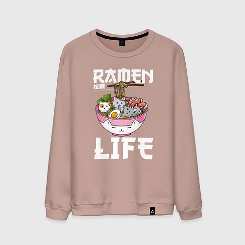 Мужской свитшот Ramen life / Пыльно-розовый – фото 1