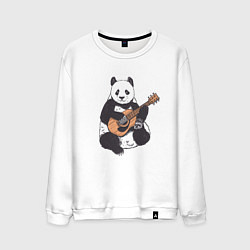 Свитшот хлопковый мужской Панда гитарист Panda Guitar, цвет: белый