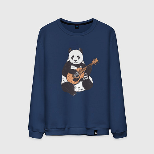 Мужской свитшот Панда гитарист Panda Guitar / Тёмно-синий – фото 1
