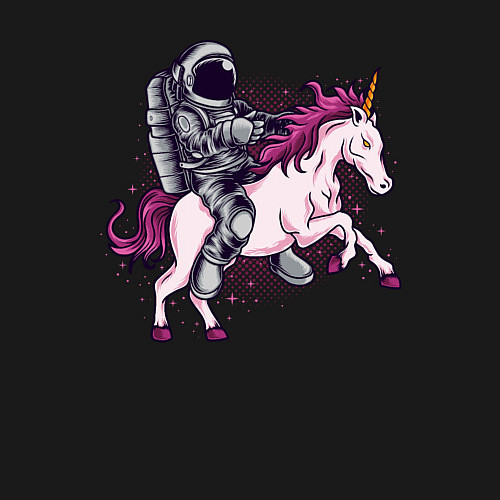 Мужской свитшот Космонавт на единороге / Черный – фото 3