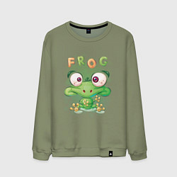 Свитшот хлопковый мужской Funny frog, цвет: авокадо
