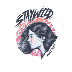 Свитшот хлопковый мужской Девушка - пантера StayWild, цвет: белый — фото 2