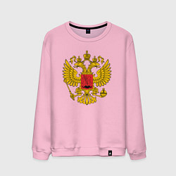 Свитшот хлопковый мужской ГЕРБ РОССИИ RUSSIA, цвет: светло-розовый