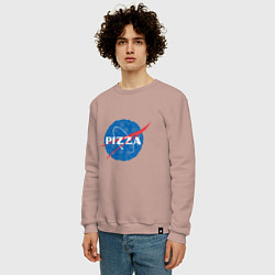 Свитшот хлопковый мужской NASA Pizza, цвет: пыльно-розовый — фото 2