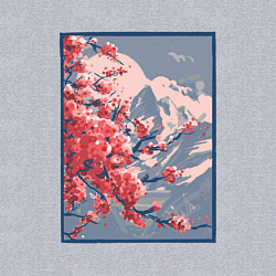 Свитшот хлопковый мужской Цветение Сакуры на фоне Фудзи, цвет: меланж — фото 2
