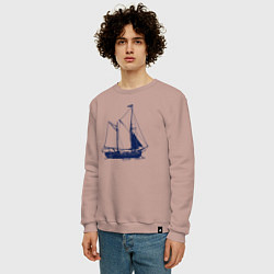 Свитшот хлопковый мужской Корабль, цвет: пыльно-розовый — фото 2
