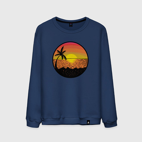 Мужской свитшот Закат солнце на пляже / Тёмно-синий – фото 1