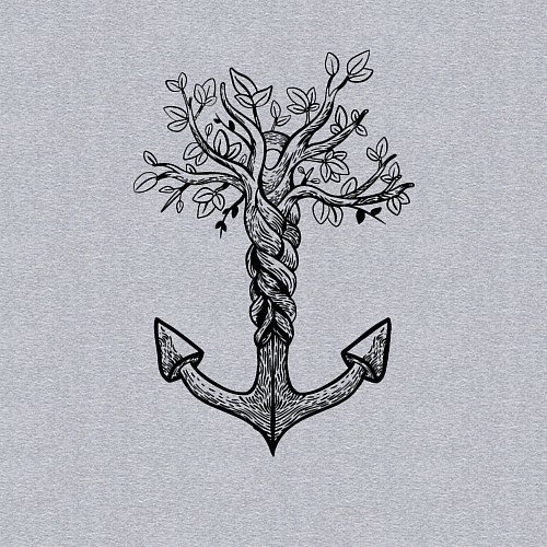 Мужской свитшот Славянский якорь в виде дерева / Меланж – фото 3