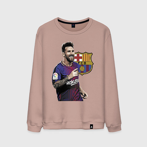 Мужской свитшот Lionel Messi Barcelona Argentina / Пыльно-розовый – фото 1