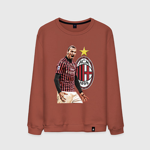 Мужской свитшот Zlatan Ibrahimovic Milan Italy / Кирпичный – фото 1