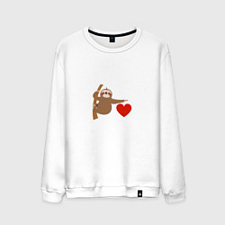 Свитшот хлопковый мужской Я люблю ленивцев, цвет: белый